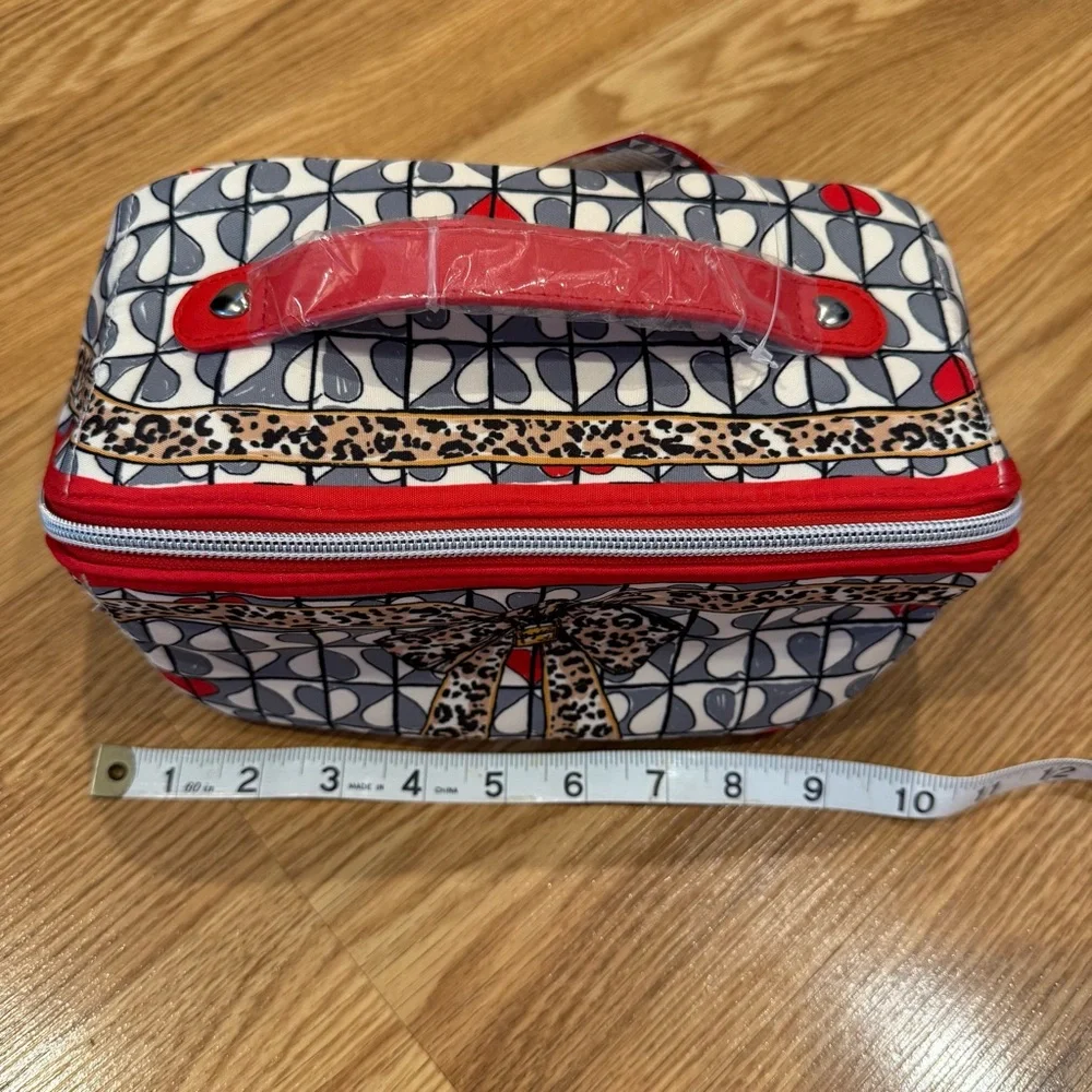 New Brighton Wild Love Zipper Makeup Case with Hearts and Animal‎ Print Detail